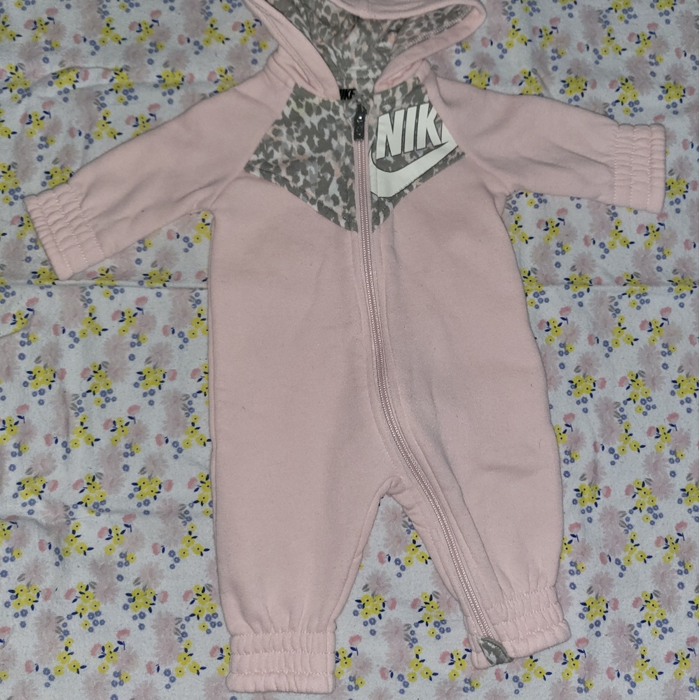 Pink Nike hooded zip up onsie